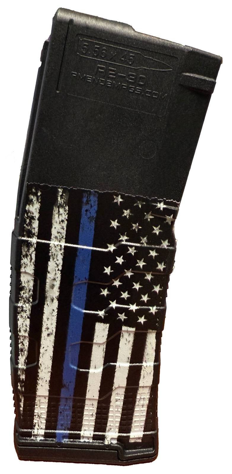 AMEND2 MOD3 5.56MM 30RD AR15 /M4/M16 THIN BLUE LINE POLYMER MAG AMCHAR EXCLUSIVE( 50 PER CASE )
