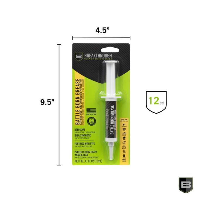 BREAKTHROUGH CLEAN BATTLE BORN 100% SYNTHETIC GREASE FORTIFIED WITH PTFE 12CC SYRINGE