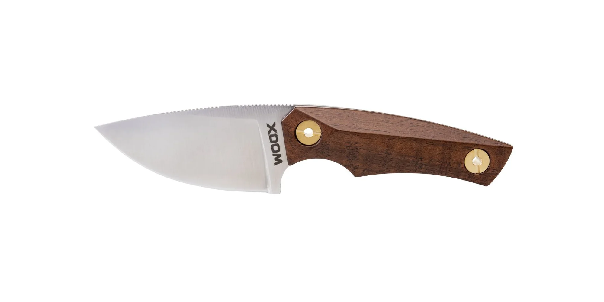 Woox BU.KNF030.01 Bad Boy 2.75" Plain Drop Point D2 Steel Blade American Walnut w/ Brass Hardware Handle 6.25" OAL