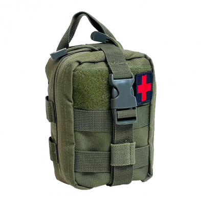 NCSTAR COMPACT TRAUMA KIT 1 OD GREEN  MOLLE W/ RED CROSS PATCH