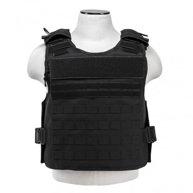 NCSTAR PLATE CARRIER VEST BLACK MED-2XL W/ 2 EXTERNAL POCKETS FOR HARD ARMOR PLATES