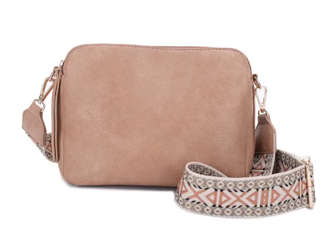 JESSIE & JAMES REBECCA CONCEALED CARRY TRIPLE CROSSBODY 10 W X 7.5 H X X 3.75 D ( TAUPE )