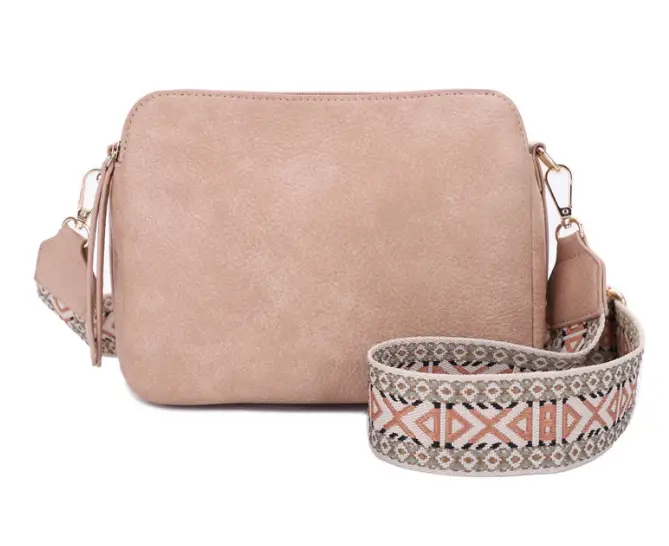 JESSIE & JAMES REBECCA CONCEALED CARRY TRIPLE CROSSBODY 10 W X 7.5 H X X 3.75 D ( LT TAUPE )