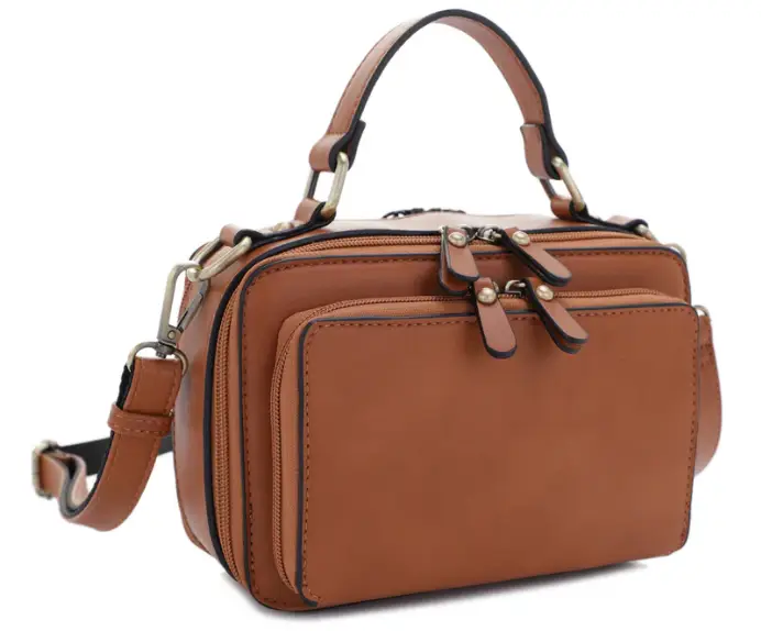 JESSIE & JAMES PANDORA CONCEALED CROSSBODY PURSE 8.4 H X 3.25 W X 5.6 D ( TAN )