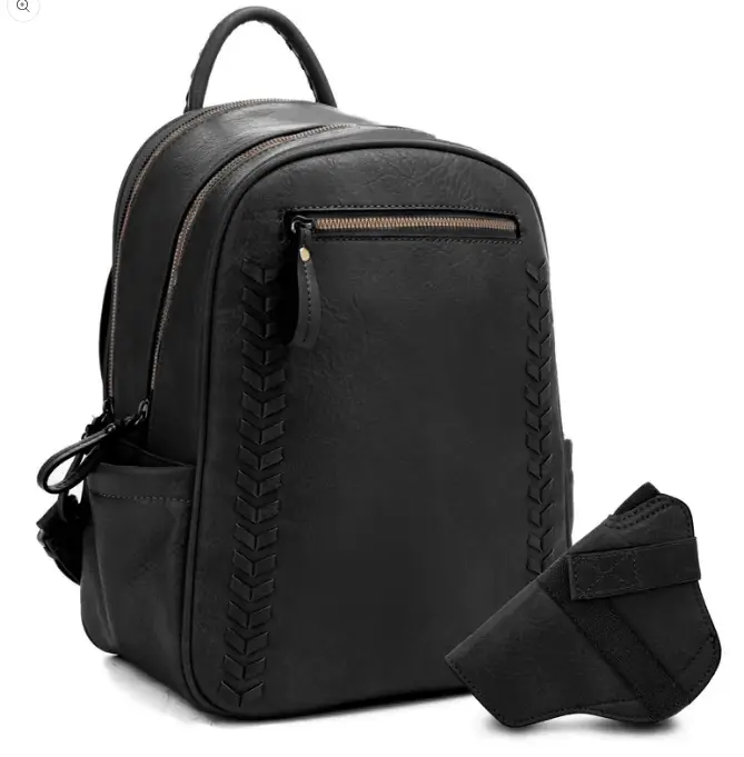 JESSIE & JAMES MADISON CONCEALED CARRY BACKPACK PURSE 13.4 H X 9.6 W X 6.25 D ( BLACK )