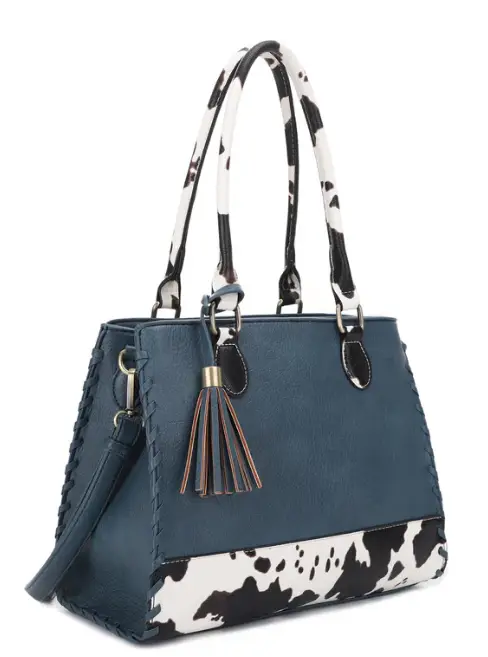 JESSIE & JAMES MONTANA CONCEALED CARRY LOCK AND KEY HANDBAG 9.75 H X 12.5 W X 5.25 D ( TEAL/COW )