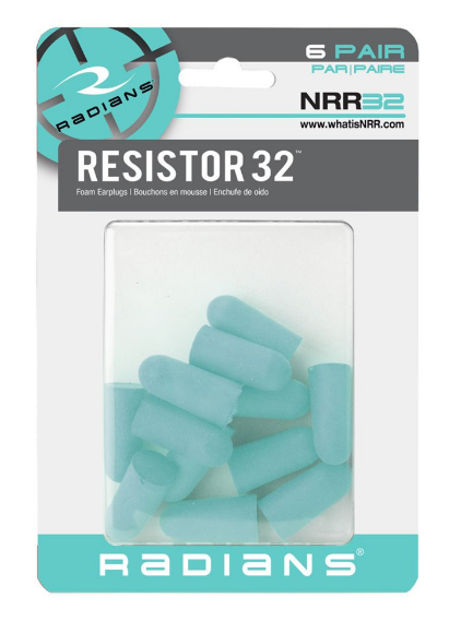 RADIAN UNCORDED 6 PAIR OF EAR PLUGS BLISTER PACK AQUA COLOR ( 6 PER BOX )
