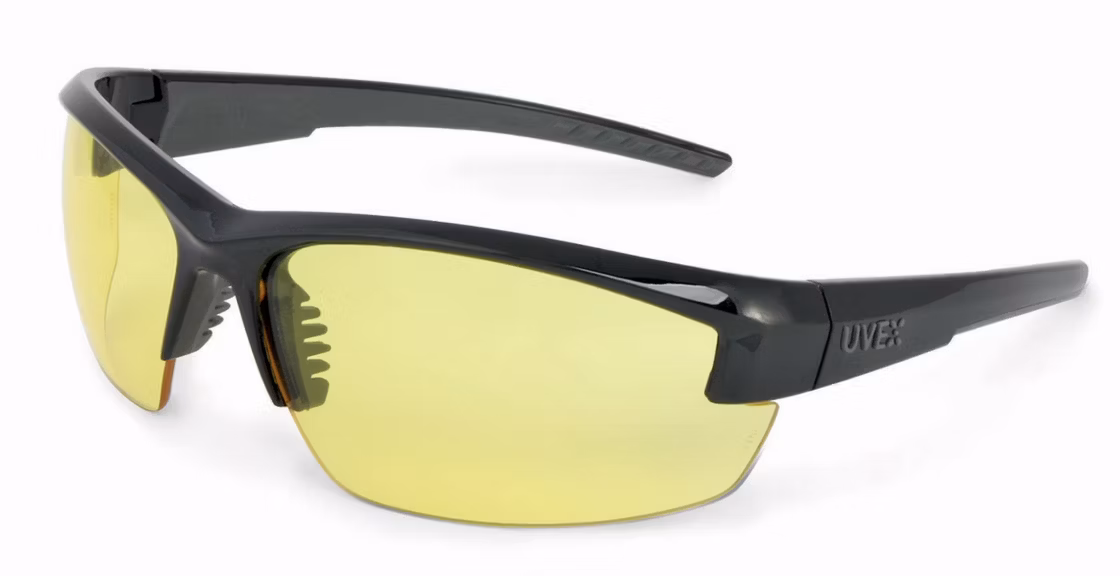 Howard Leight UVEX Mercury Safety Glasses - Black Frame, Amber Lens (Case of 4)