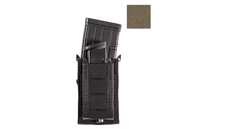HIGH SPEED GEAR DUTY DOUBLE DECKER TACO OD SLEEK FRONT CONCEALAD BUNGEE HOLDS PISTOL/RIFLE MAGS
