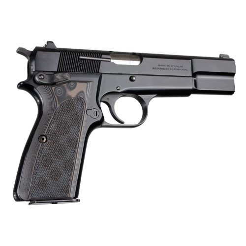 HOGUE BROWNING HIPOWER CHECKERED G10 GMASCUS BLACK/GREY