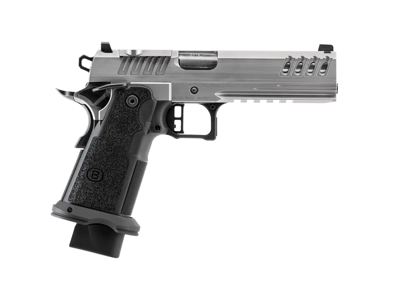 Bersa M2XIO5SSFN M2XI 9mm 5" 17+1/22+1 Brushed Stainless Pistol - Bersa - 9mm