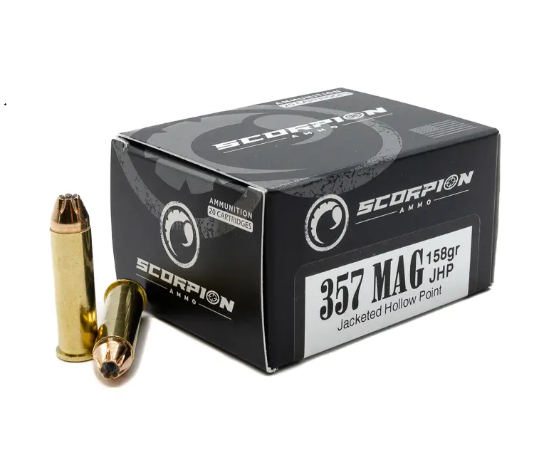 SCORPION AMO 357 MAG 158GR JHP 20RD BOX ( 10 BOXES PER CASE)