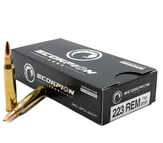SCORPION AMO 223 REM 77GR BTHP 20RD BOX ( 20 BOXES PER CASE)