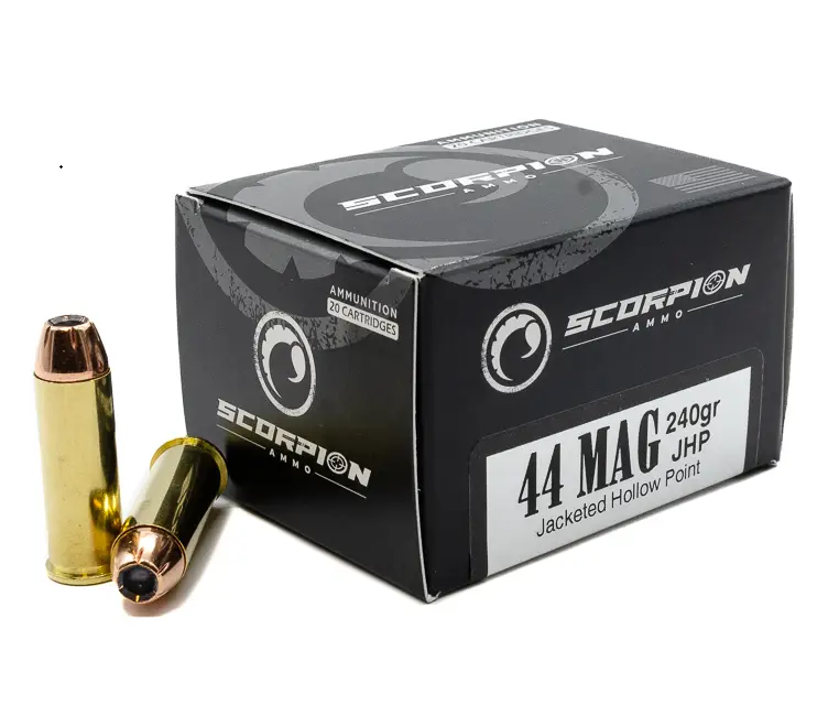 SCORPION AMO 44 REM MAG 240GR JHP 20RD BOX ( 10 BOXES PER CASE)