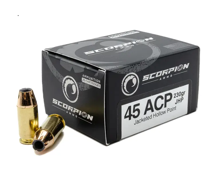 SCORPION AMO 45 AUTO 230GR JHP 20RD BOX ( 10 BOXES PER CASE)