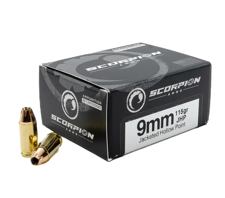 Scorpion Ammo 9mm Luger 115gr JHP 20-Round