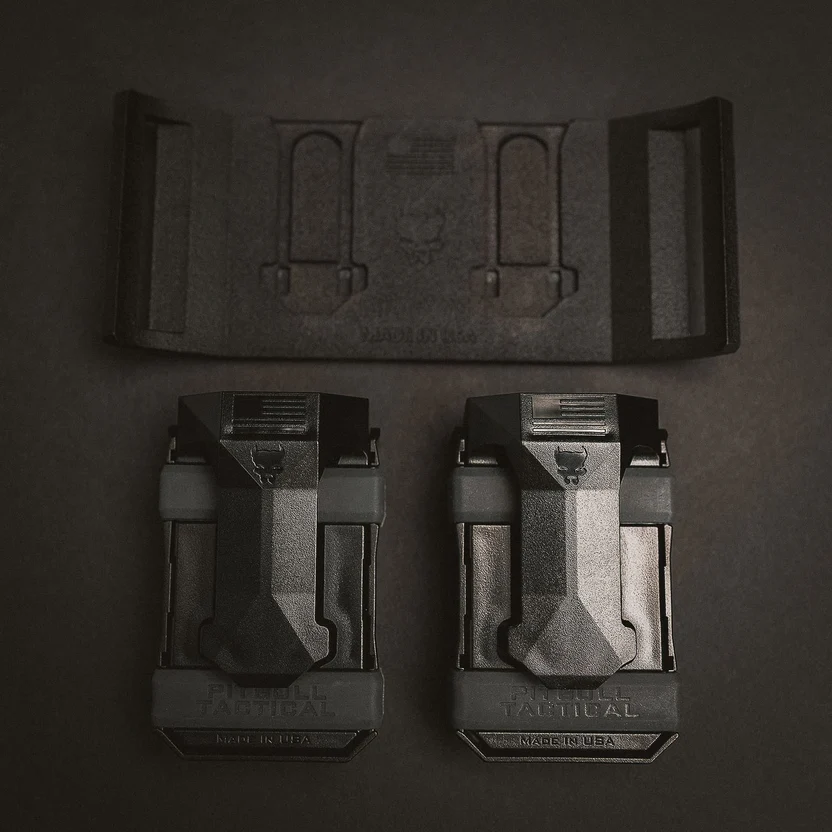 PITBULL TACTICAL UNIVERSAL  DOUBLE MAGAZINE MOUNT W/ (2) STEALTH CARRIERS