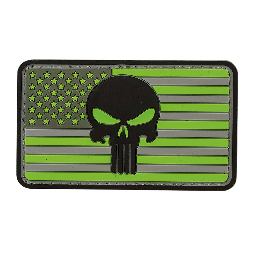 VOODOO TACTICAL PUNISHER FLAG RUBBER PATCH- (HI-VIZ GREEN & GRAY)