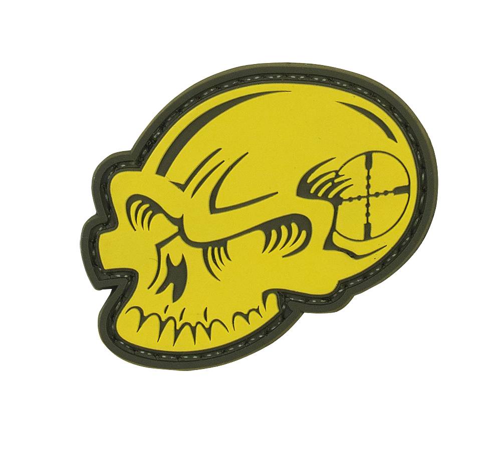 VOODOO TACTICAL YELLOW VOODOO SKULL RUBBER PATCH (1 1/2" X 2")