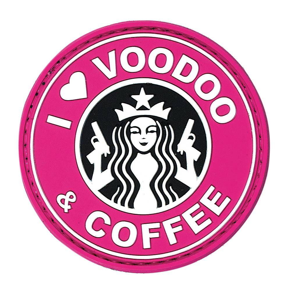 VOODOO TACTICAL I LOVE VOODOO & COFFEE - RUBBER PATCH - (PINK)