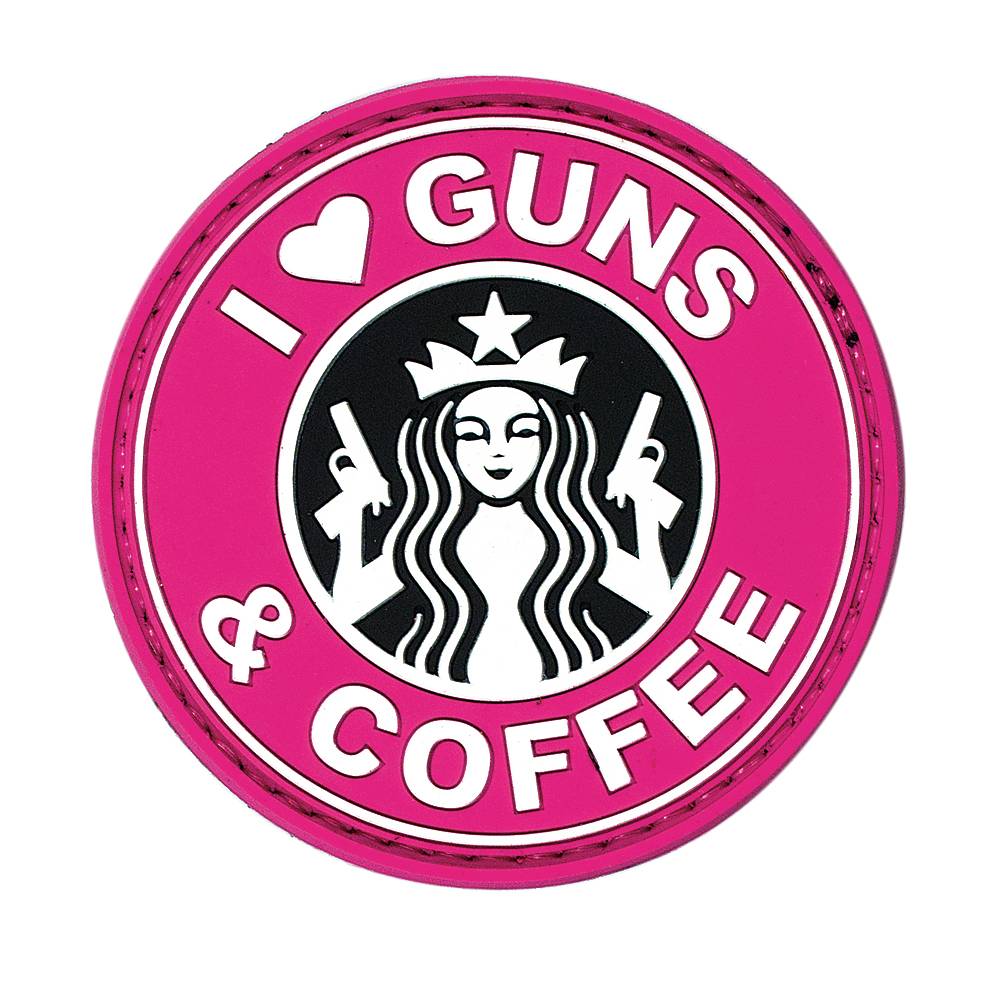 VOODOO TACTICAL I LOVE GUNS & COFFEE - RUBBER PATCH - (PINK)