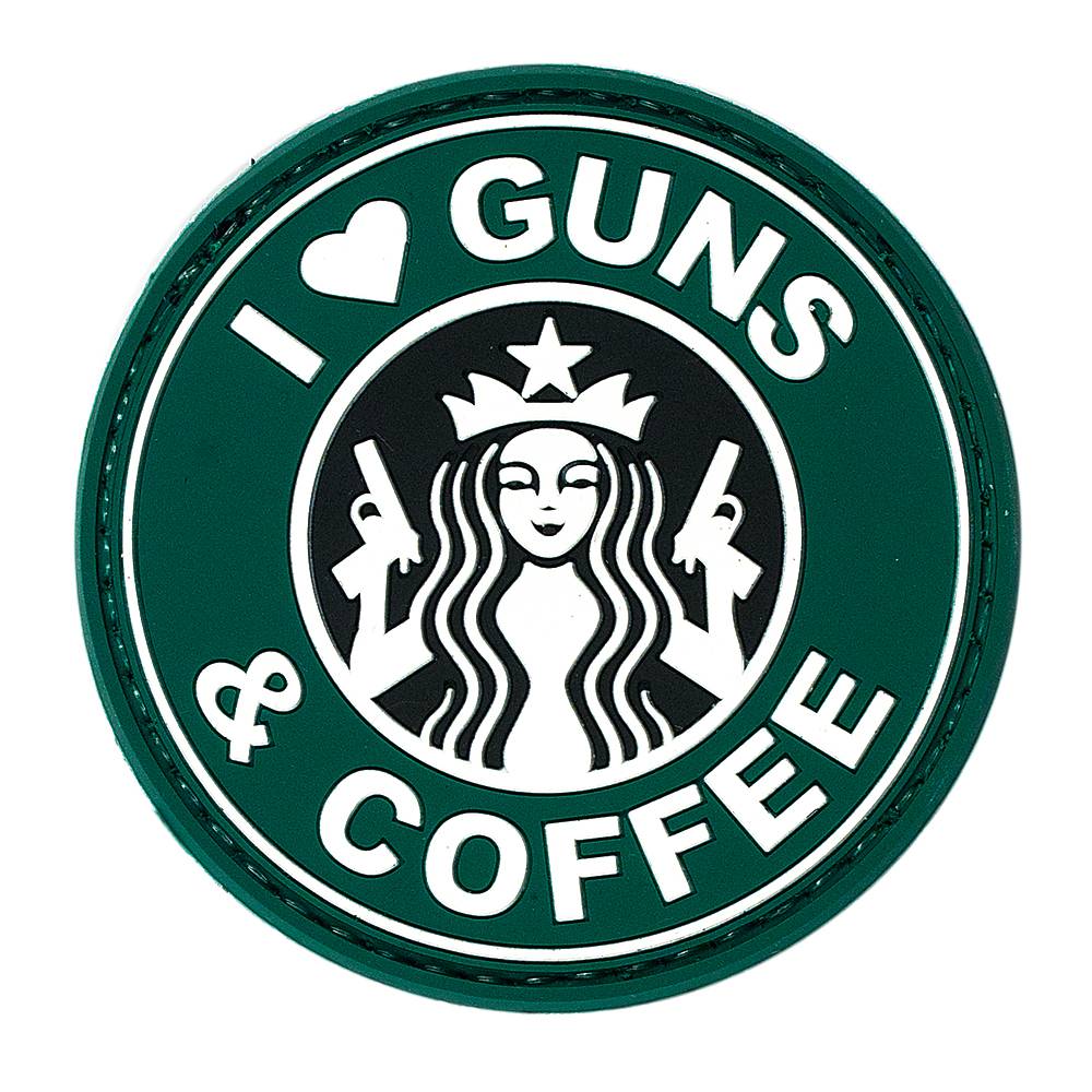 VOODOO TACTICAL I LOVE GUNS & COFFEE - RUBBER PATCH - (GREEN)