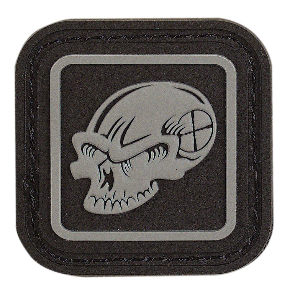 VOODOO TACTICAL RUBBER PATCH - VOODOO DISCREET ENCLOSED SKULL (BLACK/GRAY)