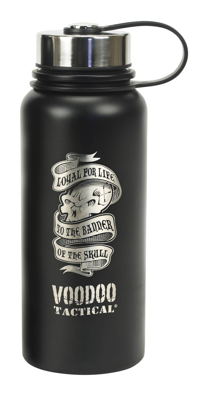 VOODOO TACTICAL ETCHED VACUUM SEALED INSULATED BOTTLE - 900ML (30OZ) - (BLACK W/ VOODOO ETCHING)