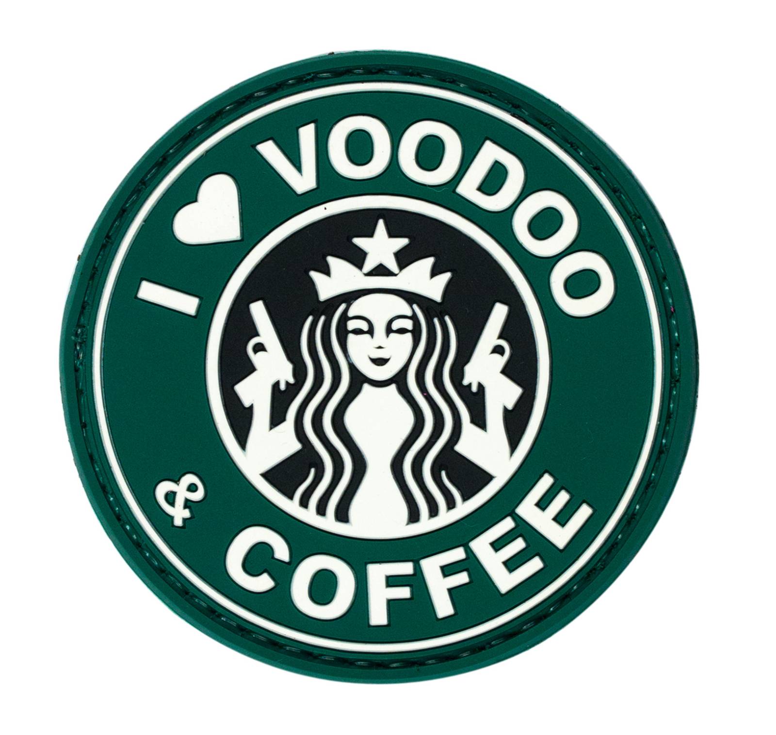 VOODOO TACTICAL I LOVE VOODOO & COFFEE - RUBBER PATCH - (GREEN)