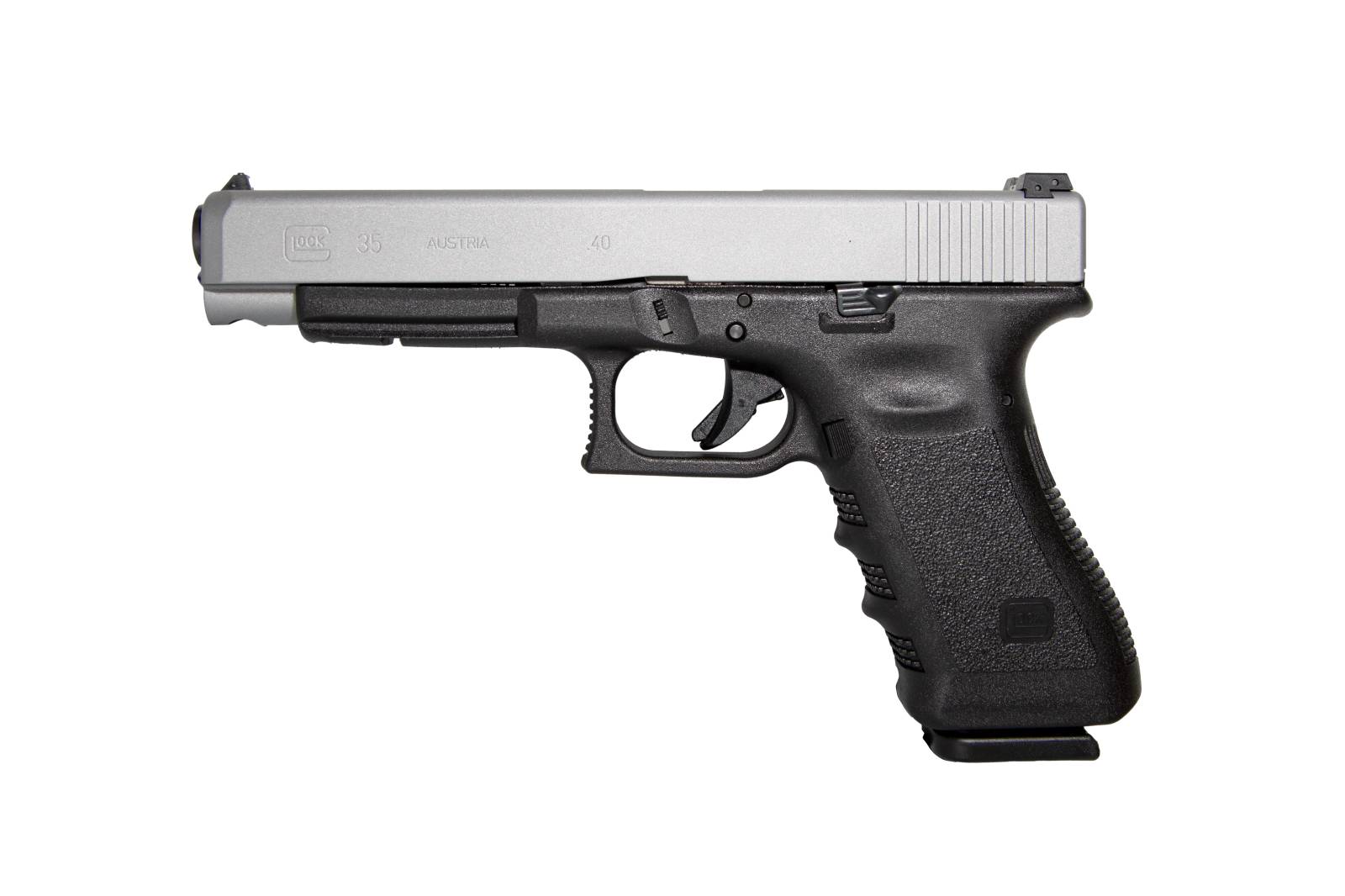 GLOCK 35 G35 HGA 40 S&W 5.32IN BBL AS 3.5LB 2 15RD MAGS CERAKOTE SILVER TITANIUM SLIDE