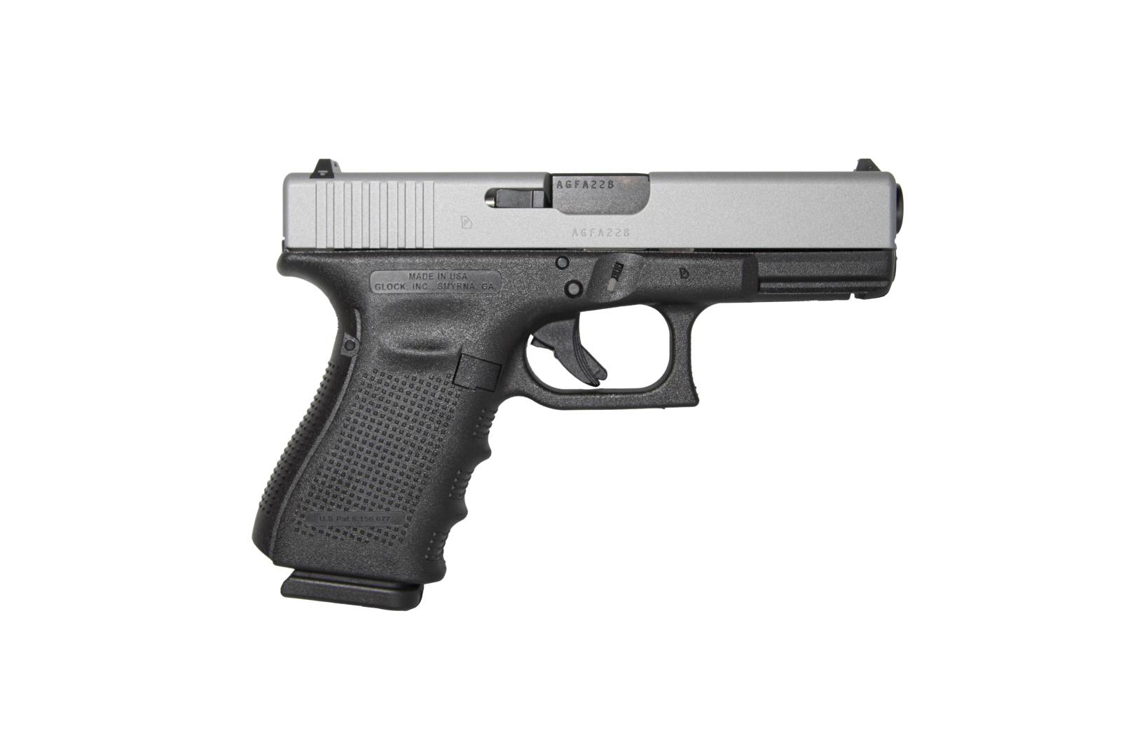 GLOCK 19 G19 GEN4 HGA 9MM 4.0IN BBL FS 5.5LB 3 15RD MAGS CERAKOTE SILVER TITANIUM SLIDE