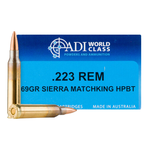 ADI ADI9332153003289 .223 Remington 69 Grain Sierra HPBT Brass Ammo 20 Rds