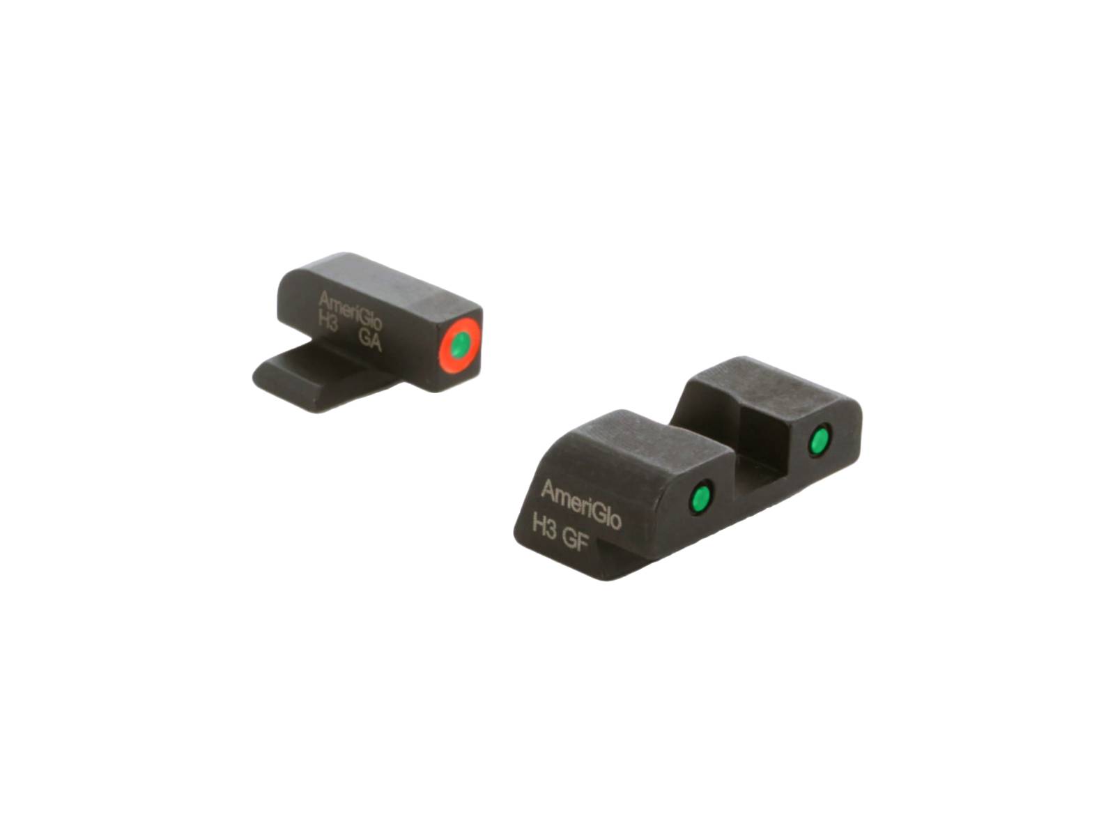 AmeriGlo SA446 Spartan Operator Set Tritium Green with Orange Outline Front, Green with Black Outline Rear Black Frame for Springfield Hellcat