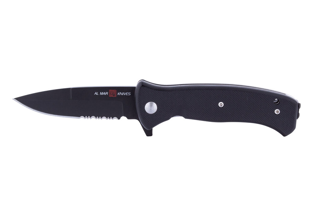 AL MAR KNIVES MINI S.E.R.E. 2020 NIGHT G-SERIES 3" D2 BLACK COMBO EDGE