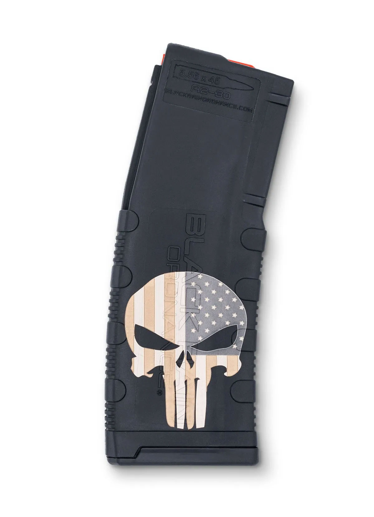 Black Rain Ordnance MAG30PUNISHW/FLAG Magazine 30-Round 223 Rem/5.56 NATO Punisher American Flag Engraving Fits AR-15 Platform