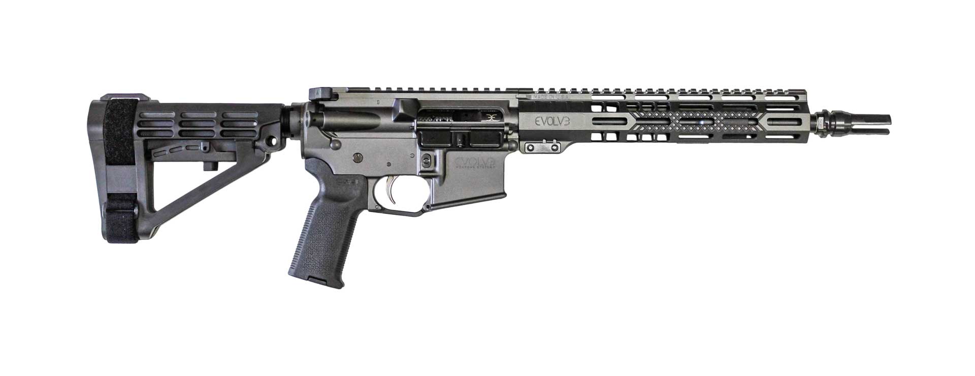 EVOLVE WEAPONS SYSTEMS E15 STANDARD HGA 5.56 11.5IN BBL GREY MAGPUL EGRIP MLOK HG RADIAN CHRG SBA3