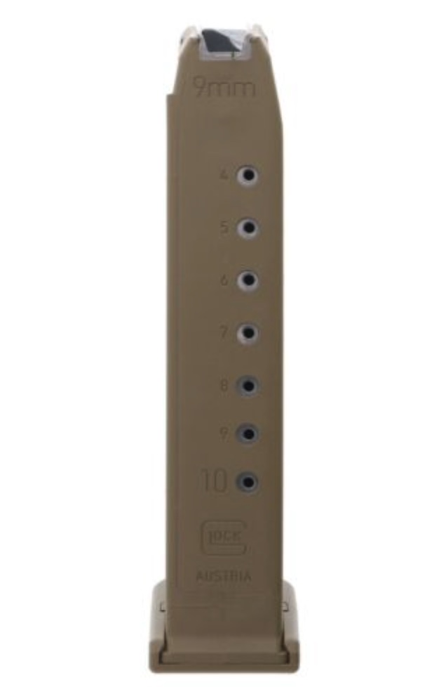 GLOCK MAGAZINE 9MM 10RD G19X G17 COYOTE BULK