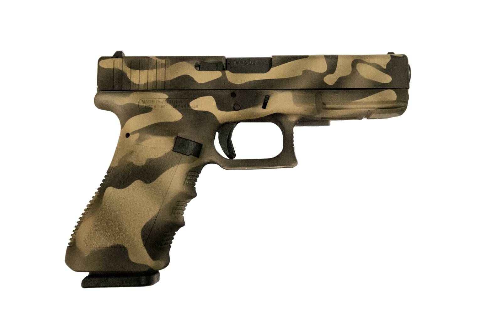 G17 9MM 4.49 IN BBL FS CERAKOTE SANDSTORM CAMO SLIDE AND FRAME