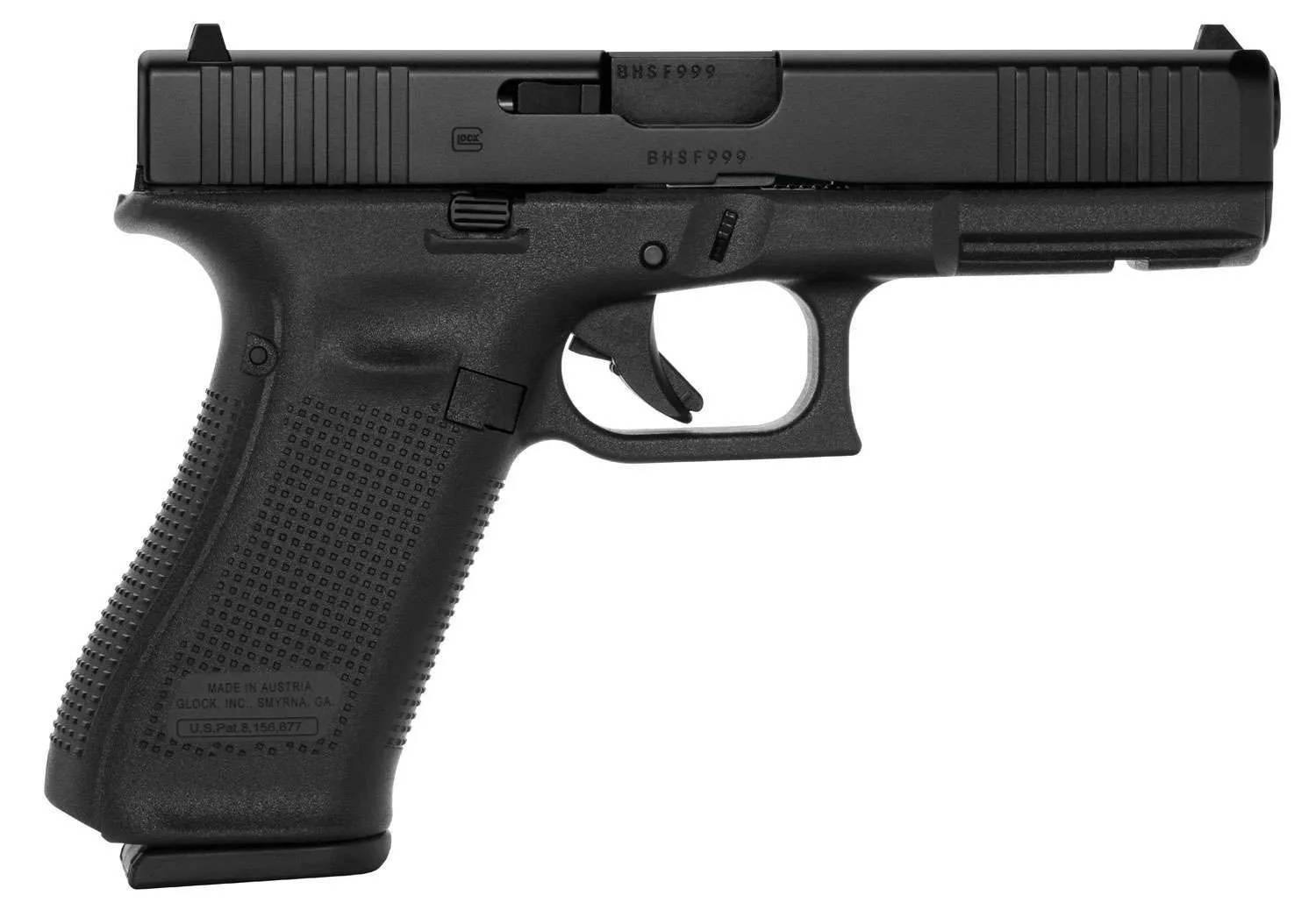 GLOCK 17 G17 GEN 5 BFG HGA 9MM 4.49 IN BBL FS 5LB BLACK 3 17RD MAGS FRNT SERRATIONS MOS BFG FRAME