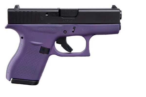 GLOCK 42 G42 HGA 380 AUTO 3.26 IN BBL FS 5LB 2 6RD MAGS CERAKOTE PURPLE FRAME BLK SLIDE