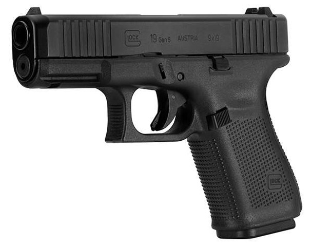 GLOCK 19 G19 GEN 5 HGA 9MM 4.0 IN BBL FS BLACK 3 10RD MAGS 5IB TRIGGER FRONT SERRATIONS MOS