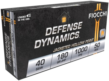 Fiocchi Defense Dynamics 40 S&W 180gr Jacketed Hollow Point (JHP) Ammunition - 50 Rounds