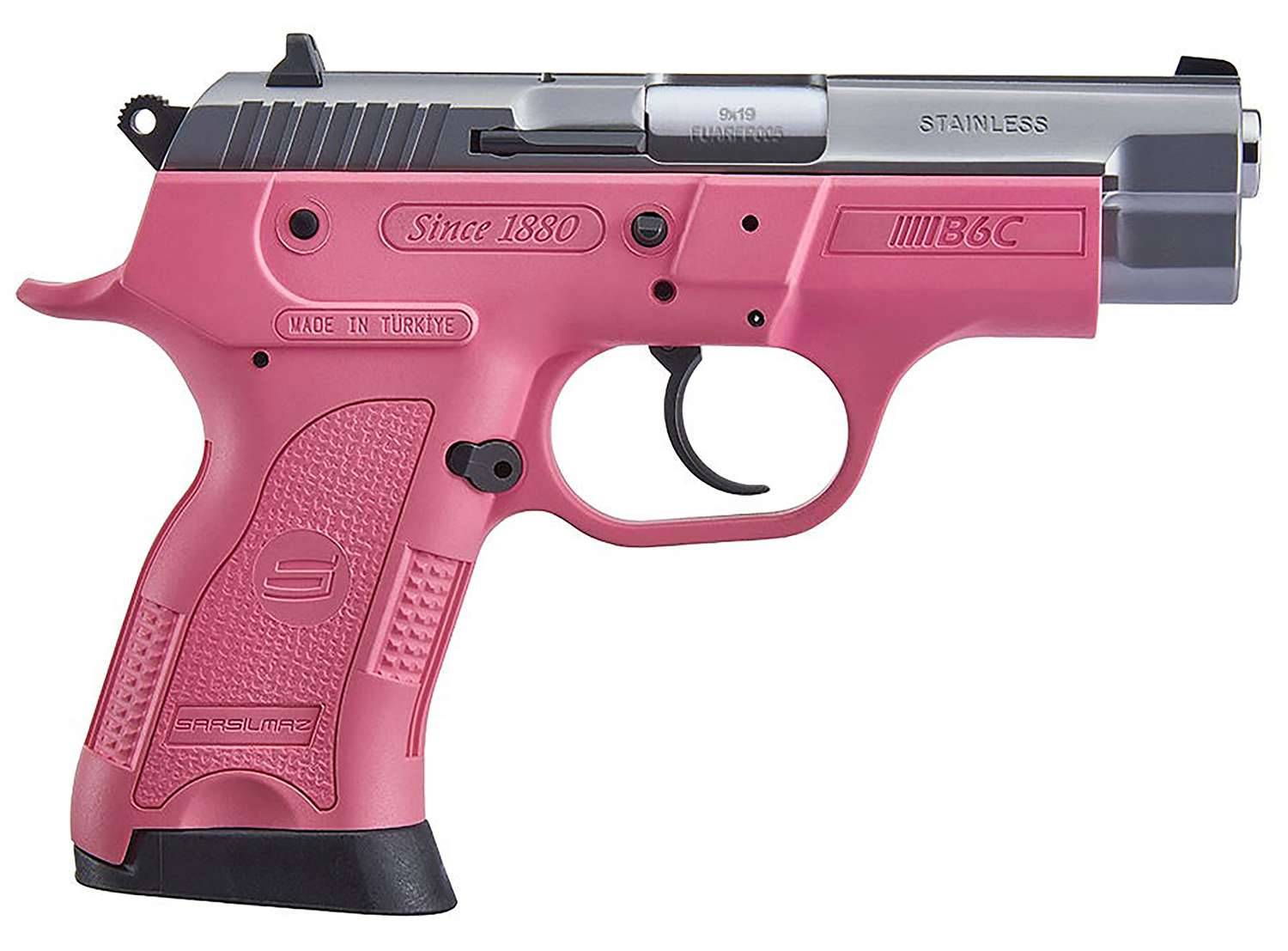 SAR B6C COMPACT HGA 9MM 3.8 IN BBL PINK/BLK 2/10 RD MAGS