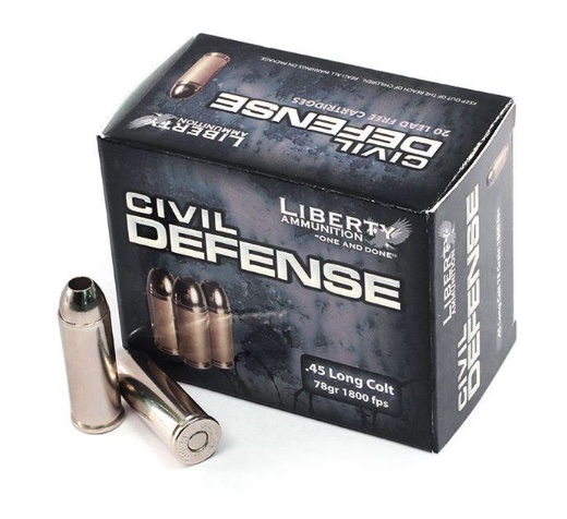 LIBERTY AMMO CIVIL DEF AMO 45 LC 78GR 20RD COPPR MONOLITHIC FRAG HP L FREE PRSNL DEF RD 1800 FPS